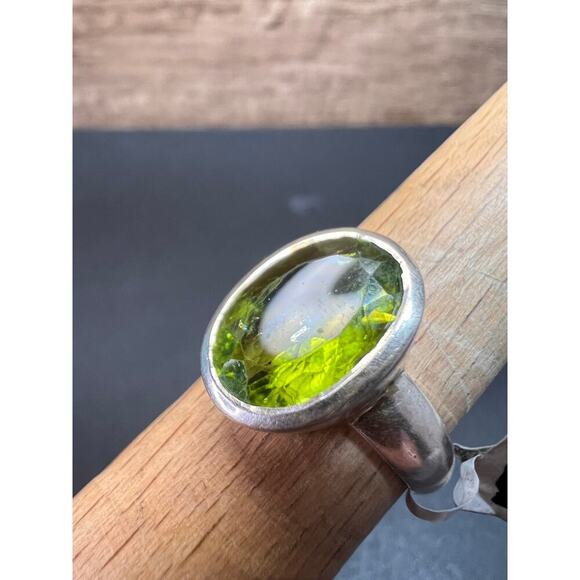 NEW size 7.5 oval cut peridot sterling silver ring 5.72 grams - Picture 14 of 16